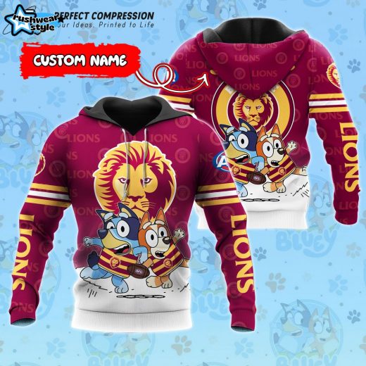 AFL Brisbane Lions And Bluey Personalized Hoodie – New 2025