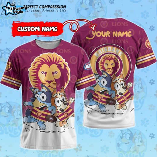 AFL Brisbane Lions And Bluey Personalized Tshirt – New 2025