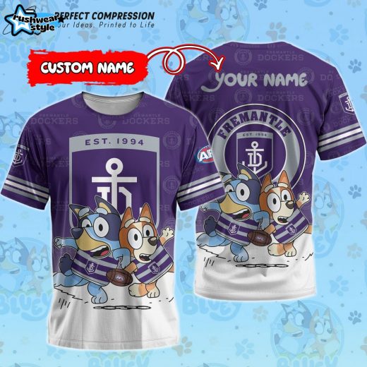 AFL Fremantle Dockers And Bluey Personalized Tshirt – New 2025