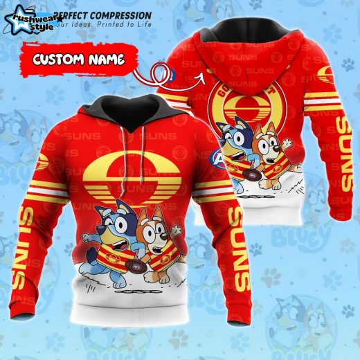 AFL Gold Coast Suns And Bluey Personalized Hoodie – New 2025