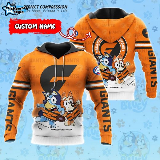 AFL Greater Western Sydney Giants And Bluey Personalized Hoodie – New 2025