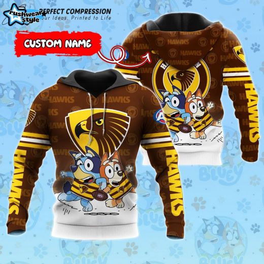 AFL Hawthorn Hawks And Bluey Personalized Hoodie – New 2025