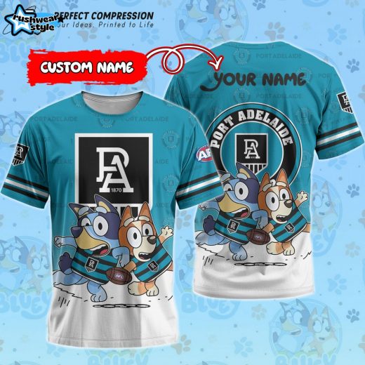 AFL Port Adelaide Power And Bluey Personalized Tshirt – New 2025