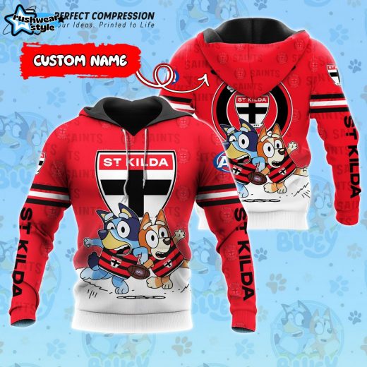 AFL St Kilda Saints And Bluey Personalized Hoodie – New 2025