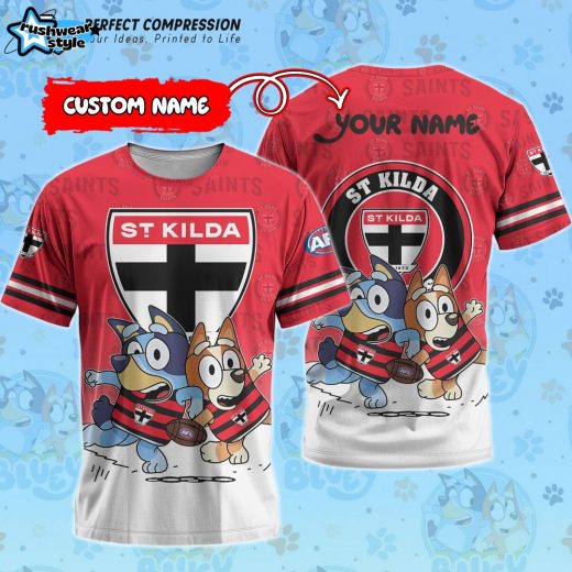 AFL St Kilda Saints And Bluey Personalized Tshirt – New 2025