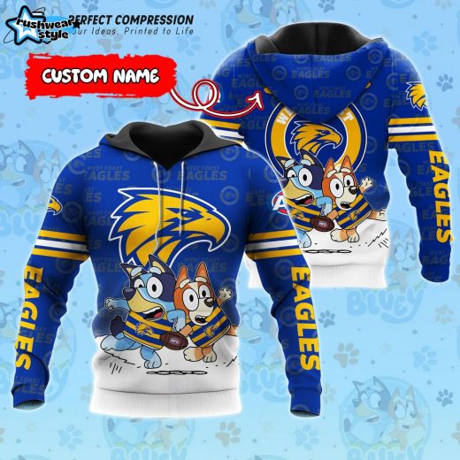 AFL West Coast Eagles And Bluey Personalized Hoodie – New 2025