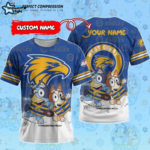 AFL West Coast Eagles And Bluey Personalized Tshirt – New 2025