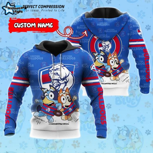 AFL Western Bulldogs And Bluey Personalized Hoodie – New 2025