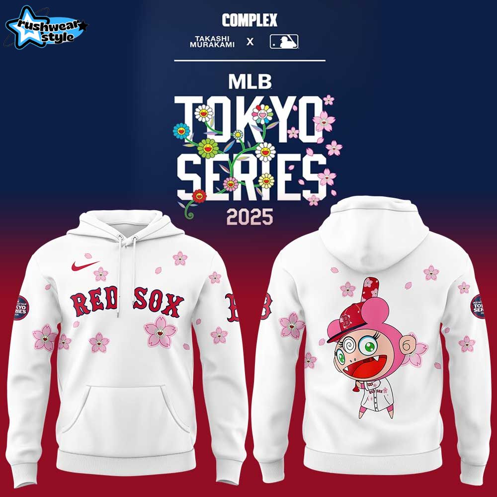 Boston Red Sox Takashi Murakami x MLB World Tour Tokyo Series White Hoodie Boston Red Sox Takashi Murakami x MLB World Tour Tokyo Series White Hoodie