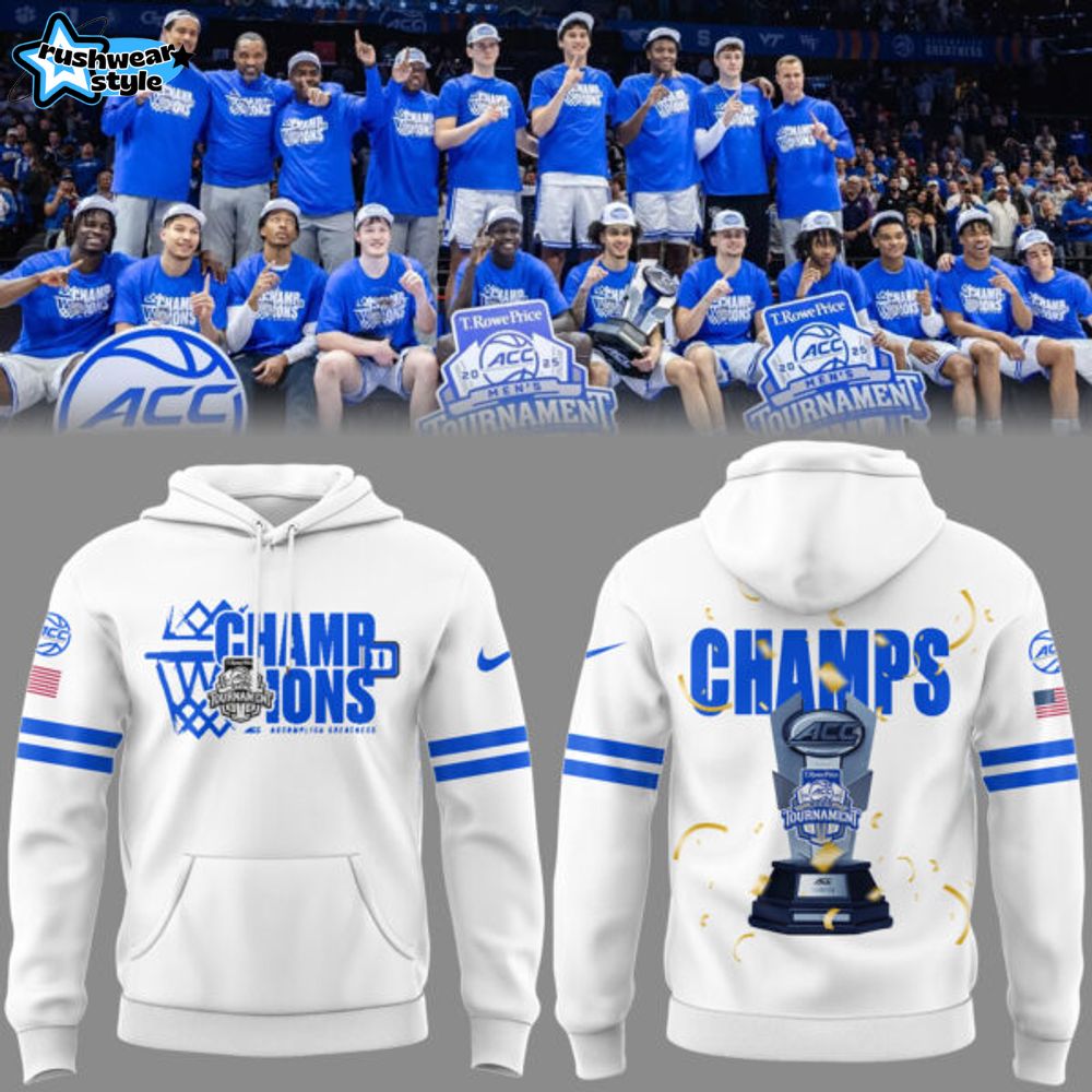 Duke Blue Devils Men's Basketball 2025 Limited ACC Tournament Champions 2025 Hoodie V2 Duke Blue Devils Men's Basketball 2025 Limited ACC Tournament Champions 2025 Hoodie V2
