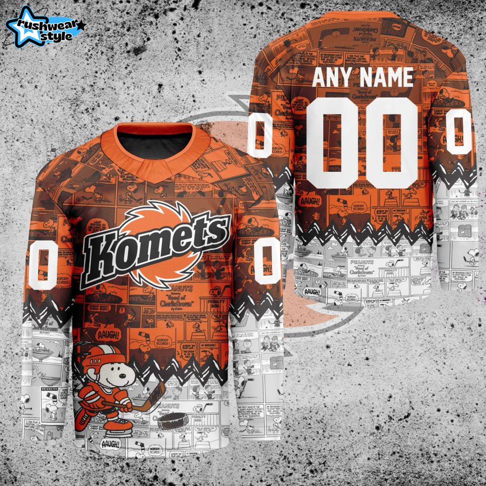 ECHL Fort Wayne Komets Peanuts 75th Anniversary Premium Hockey Jersey ECHL Fort Wayne Komets Peanuts 75th Anniversary Premium Hockey Jersey