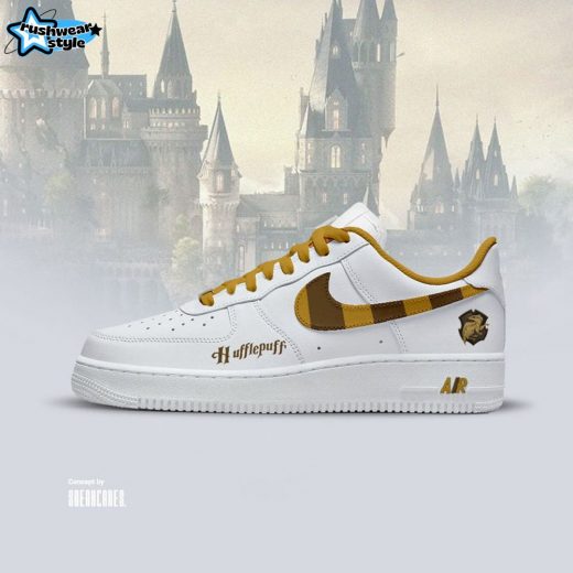 Limited Edition Hufflepuff Hogwart White Custom Air Force 1 Shoes