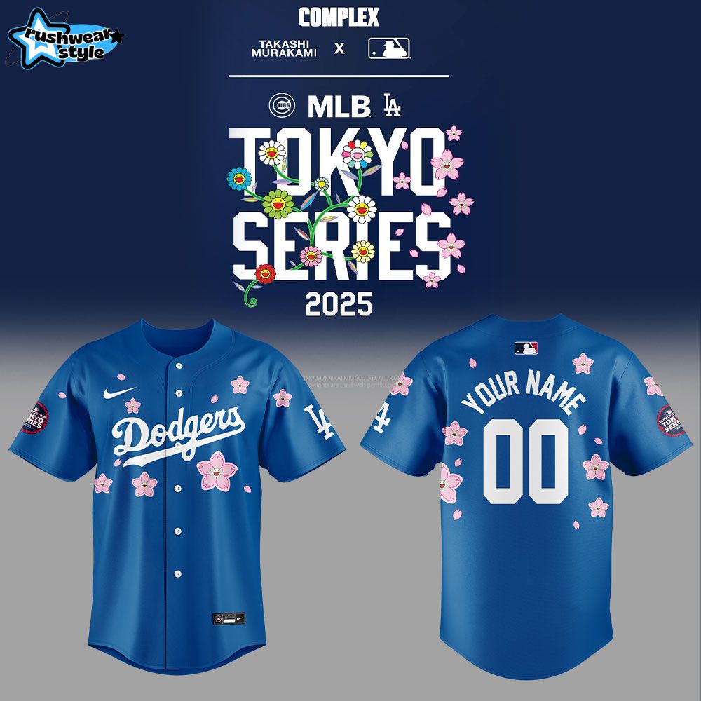 Los Angeles Dodgers Takashi Murakami x MLB World Tour Tokyo Series Blue Custom Name Number For Fans Jersey Los Angeles Dodgers Takashi Murakami x MLB World Tour Tokyo Series Blue Custom Name Number For Fans Jersey