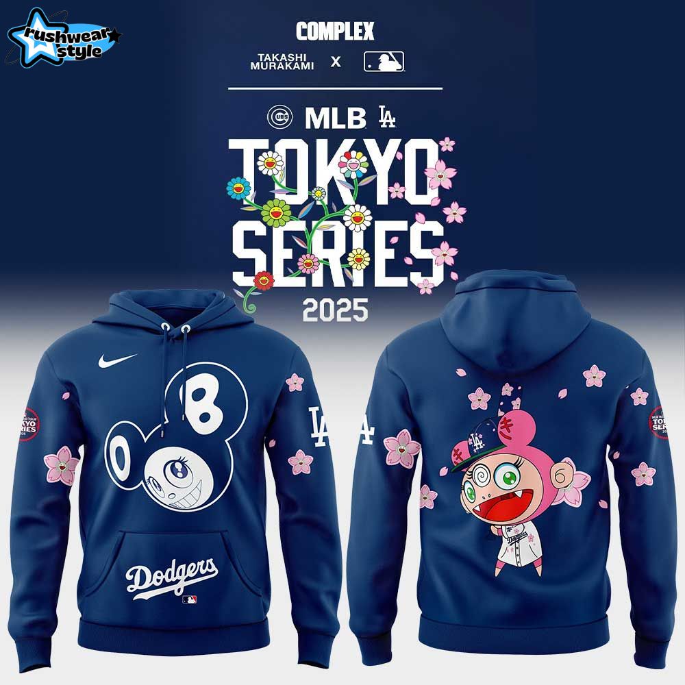 Los Angeles Dodgers Takashi Murakami x MLB World Tour Tokyo Series Blue Hoodie V2 Los Angeles Dodgers Takashi Murakami x MLB World Tour Tokyo Series Blue Hoodie V2