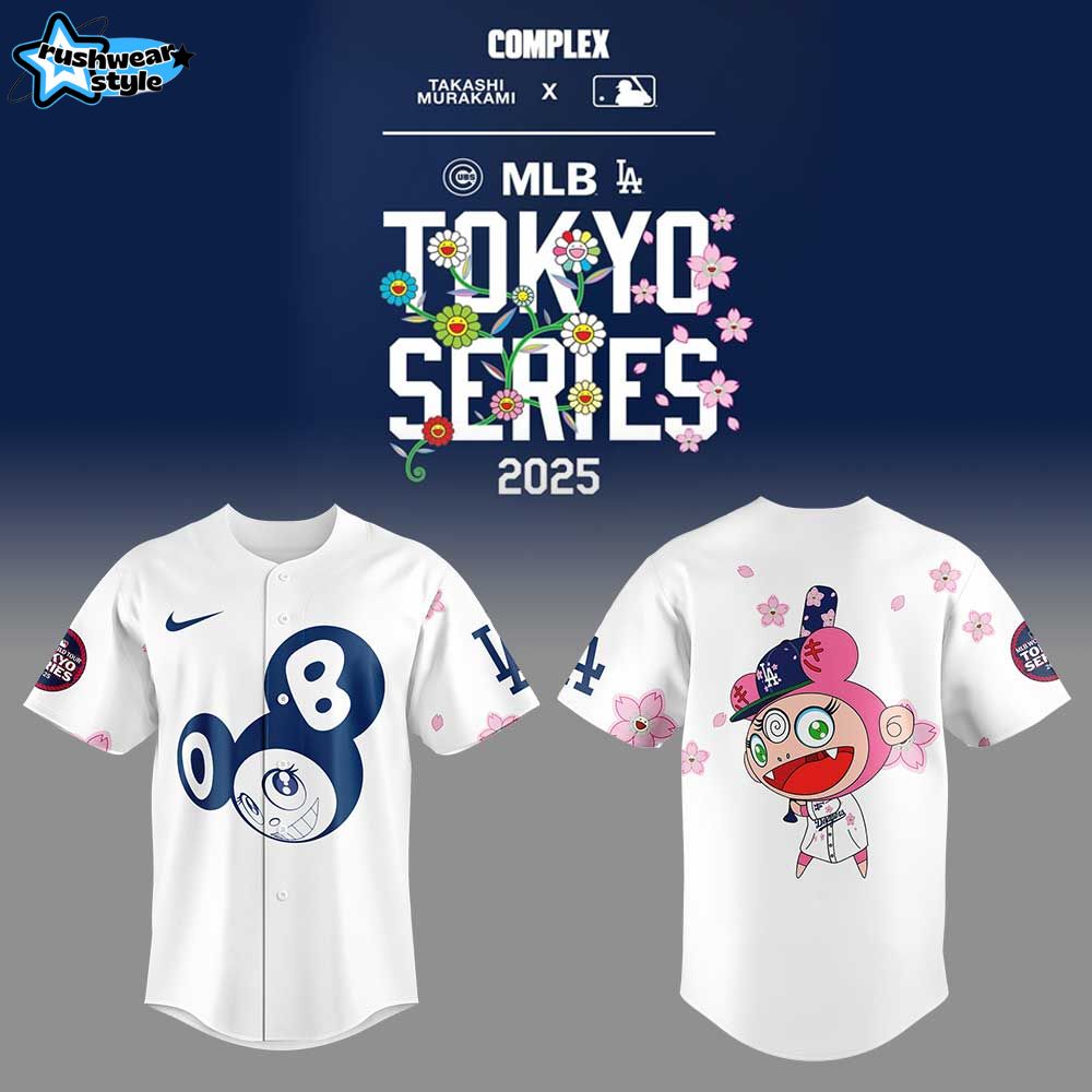 Los Angeles Dodgers Takashi Murakami x MLB World Tour Tokyo Series Whrite Jersey V2 Los Angeles Dodgers Takashi Murakami x MLB World Tour Tokyo Series Whrite Jersey V2