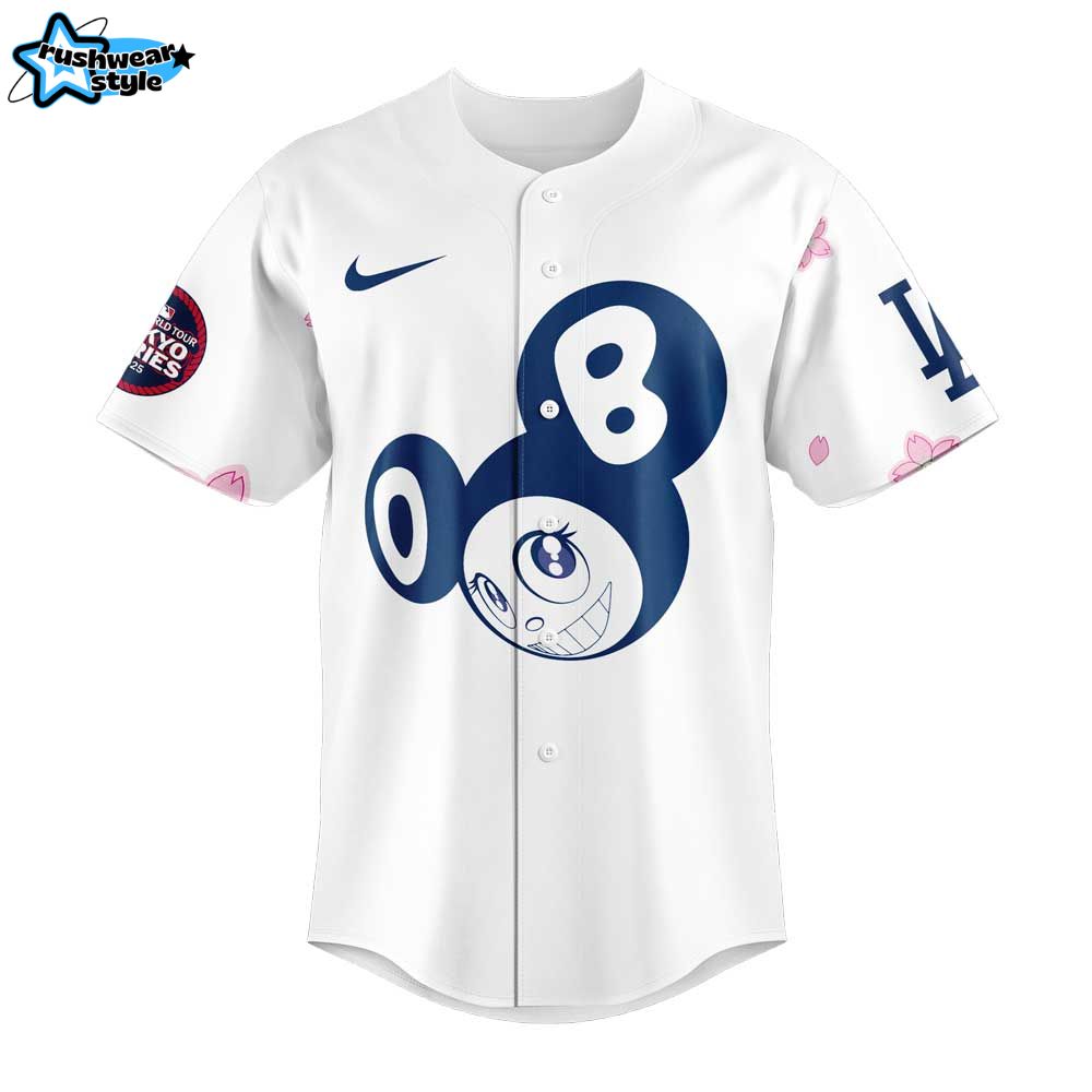 Los Angeles Dodgers Takashi Murakami x MLB World Tour Tokyo Series Whrite Jersey V2 Los Angeles Dodgers Takashi Murakami x MLB World Tour Tokyo Series Whrite Jersey V2