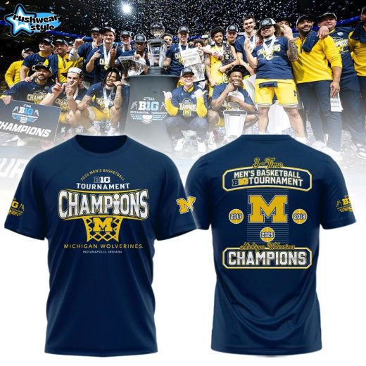 Michigan Wolverines Blue 84 2025 Big Ten Men’s Basketball Conference Tournament Champions Locker Room Shirt Limited Edition