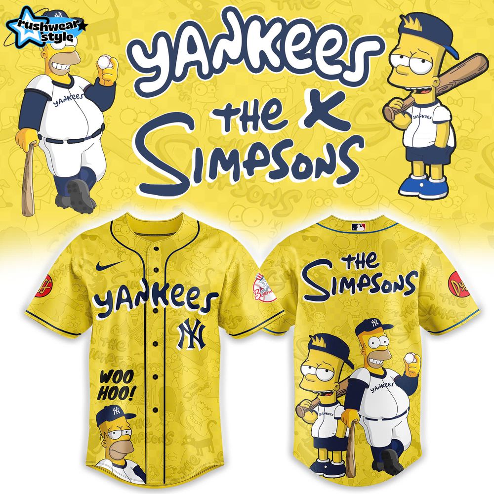 New York Yankees x The Simpsons Heritage Yellow Baseball Jersey New York Yankees x The Simpsons Heritage Yellow Baseball Jersey