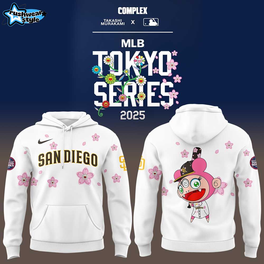 San Diego Padres Takashi Murakami x MLB World Tour Tokyo Series White Hoodie San Diego Padres Takashi Murakami x MLB World Tour Tokyo Series White Hoodie