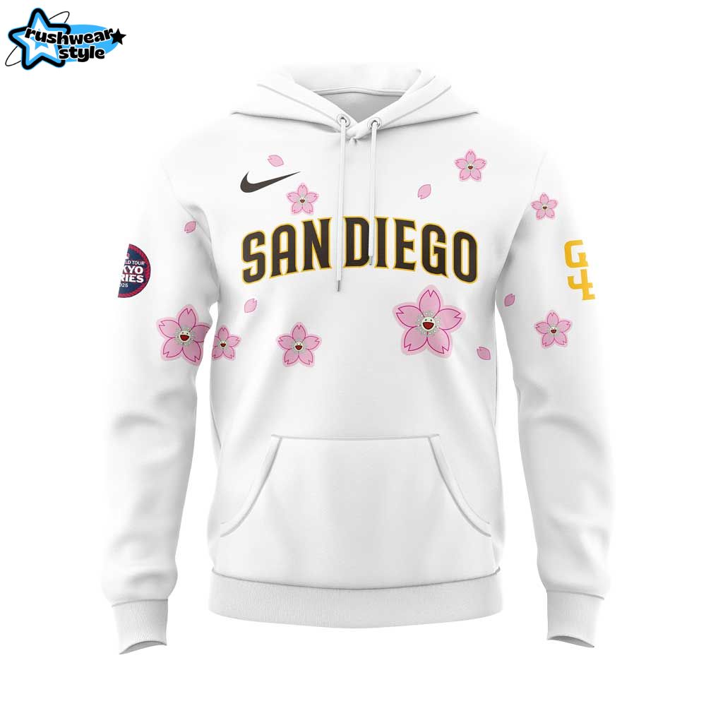 San Diego Padres Takashi Murakami x MLB World Tour Tokyo Series White Hoodie San Diego Padres Takashi Murakami x MLB World Tour Tokyo Series White Hoodie