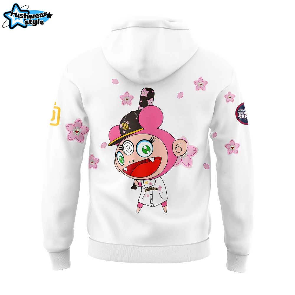 San Diego Padres Takashi Murakami x MLB World Tour Tokyo Series White Hoodie San Diego Padres Takashi Murakami x MLB World Tour Tokyo Series White Hoodie