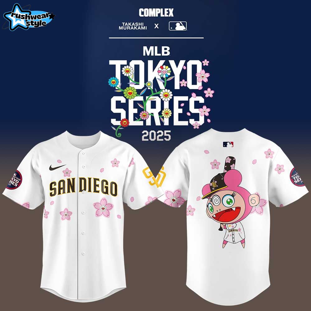 San Diego Padres Takashi Murakami x MLB World Tour Tokyo Series White Jersey San Diego Padres Takashi Murakami x MLB World Tour Tokyo Series White Jersey