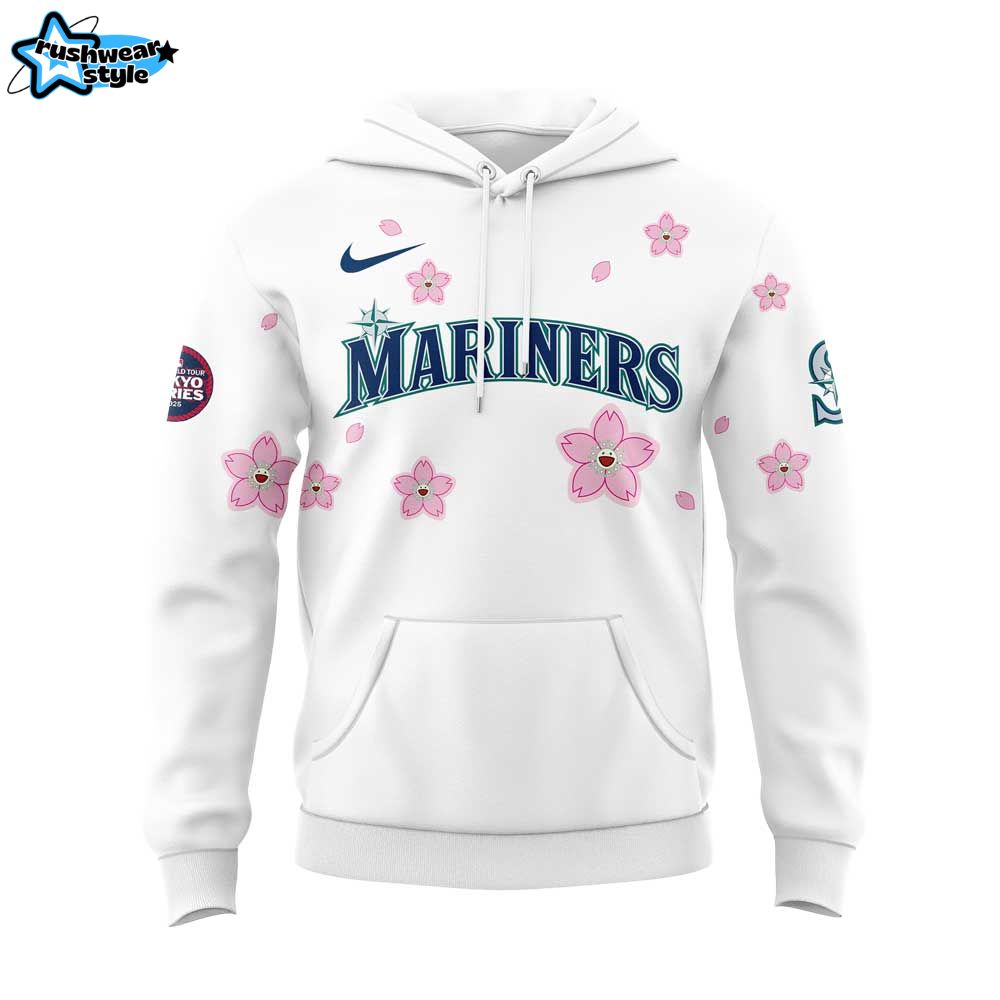 Seattle Mariners Takashi Murakami x MLB World Tour Tokyo Series White Hoodie Seattle Mariners Takashi Murakami x MLB World Tour Tokyo Series White Hoodie