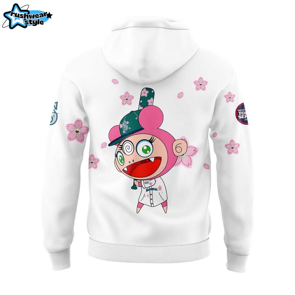 Seattle Mariners Takashi Murakami x MLB World Tour Tokyo Series White Hoodie Seattle Mariners Takashi Murakami x MLB World Tour Tokyo Series White Hoodie