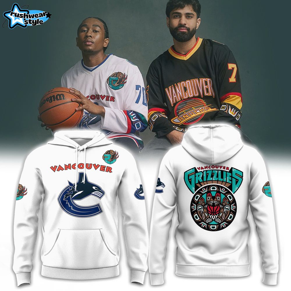 Vancouver Canucks x Grizzlies White Vintage Skate Limited Edition Hoodie Vancouver Canucks x Grizzlies White Vintage Skate Limited Edition Hoodie