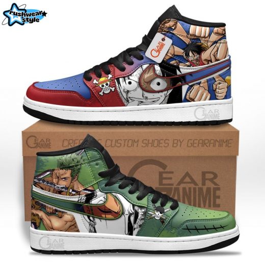 Zoro and Luffy Air Jordan 1 Sneakers Anime Mixed Manga