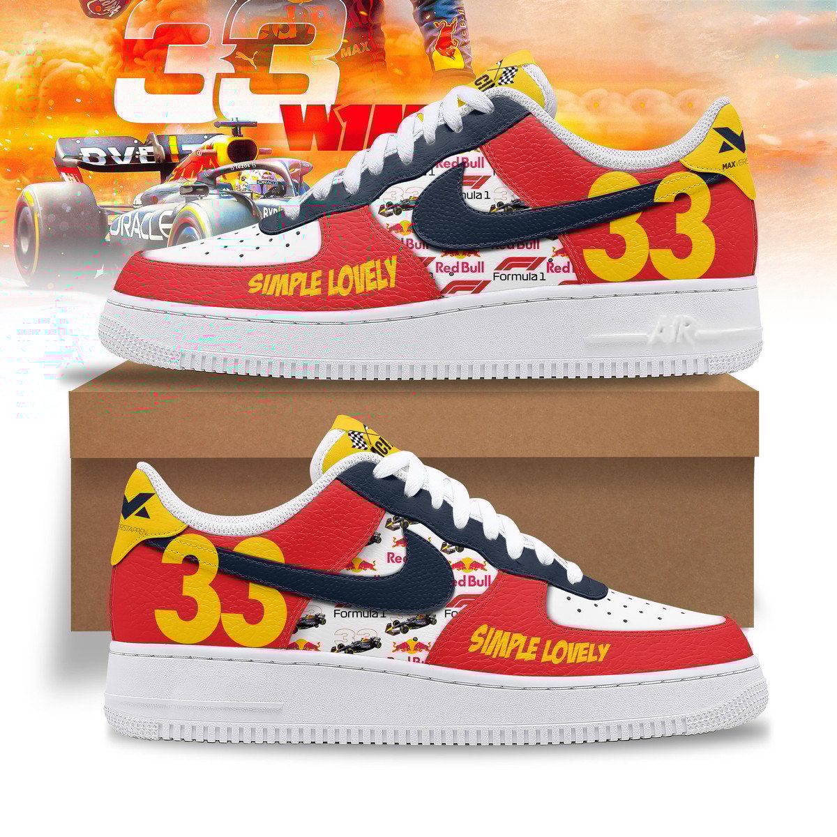 Max Verstappen F1 Red Bull Racing Simple Lonely Nike Air Force 1 Max Verstappen F1 Red Bull Racing Simple Lonely Nike Air Force 1