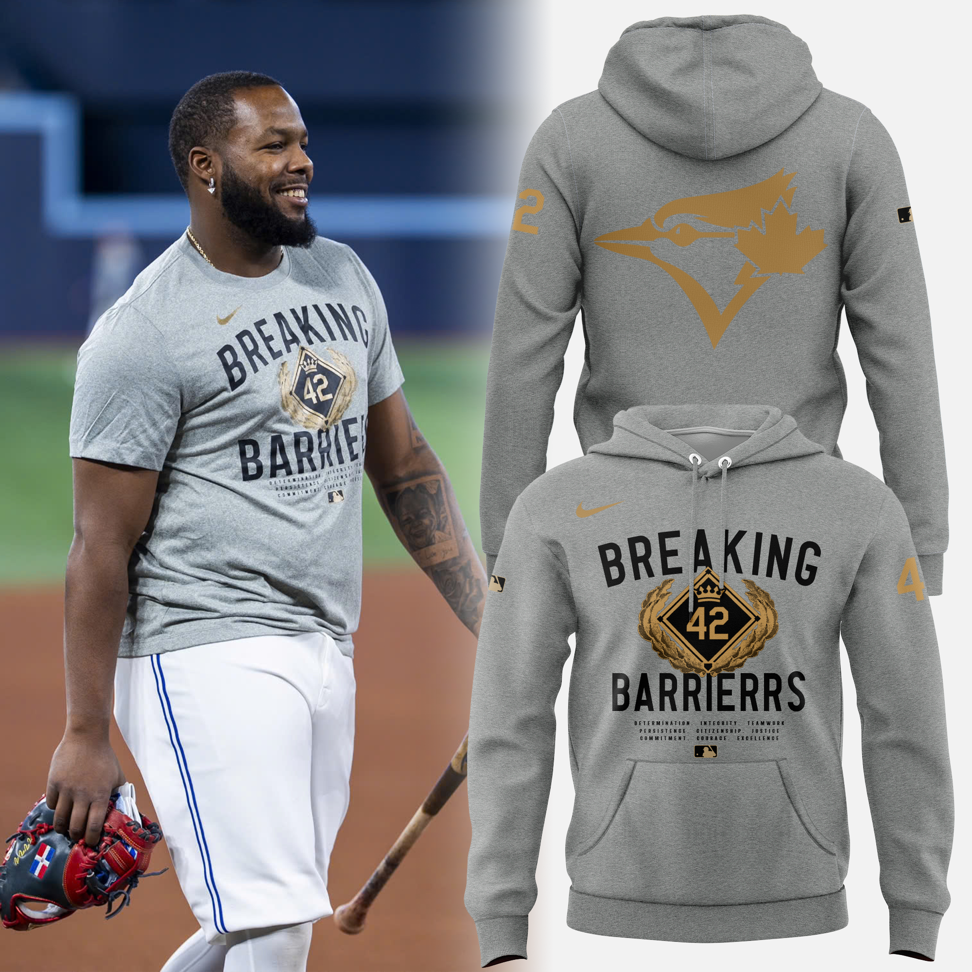 Toronto Blue Jays Breaking Barrierrs Jackie Robinson 42 Forever Hoodie Toronto Blue Jays Breaking Barrierrs Jackie Robinson 42 Forever Hoodie