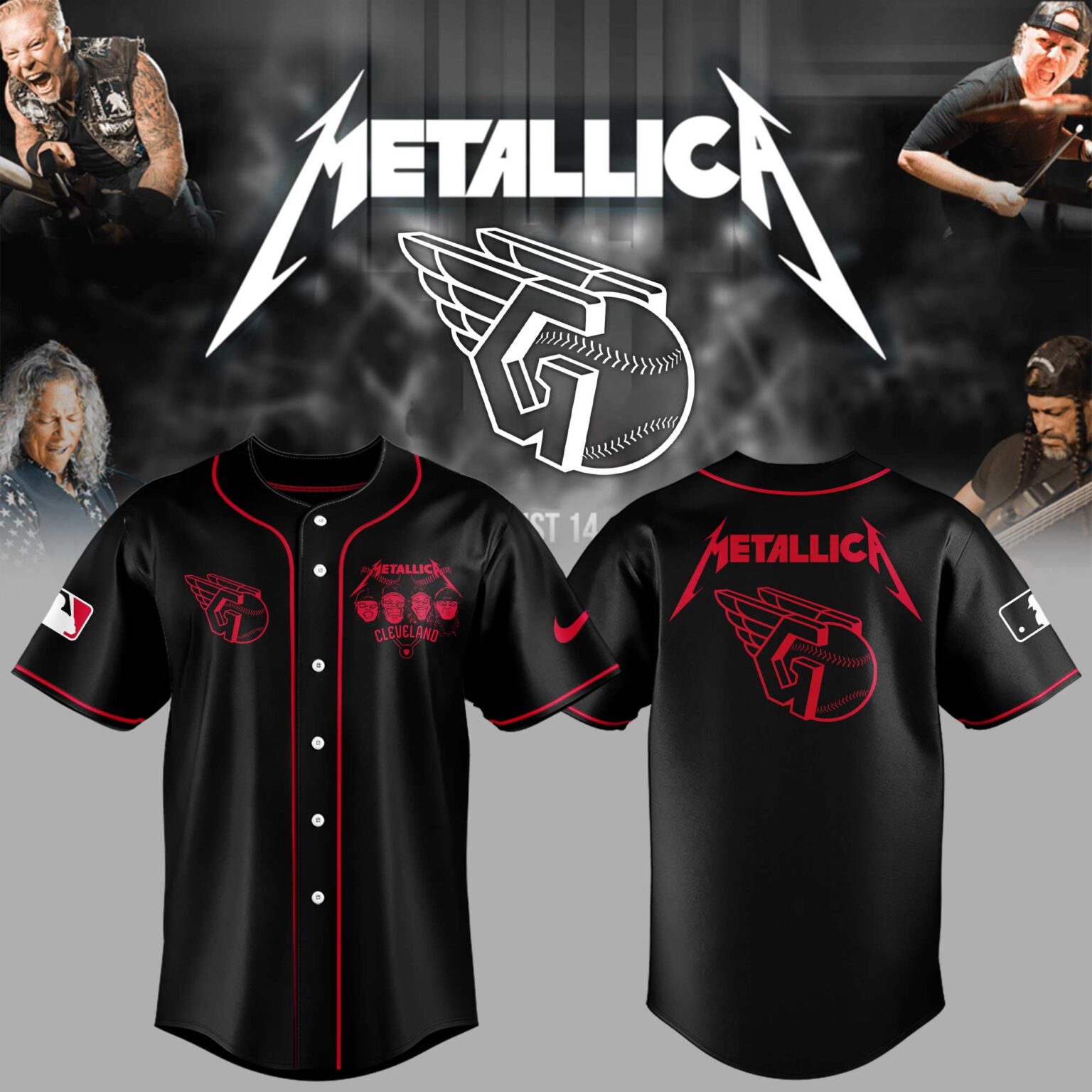 Cleveland Guardians x Metallica Night Special Black Baseball Jersey Cleveland Guardians x Metallica Night Special Black Baseball Jersey