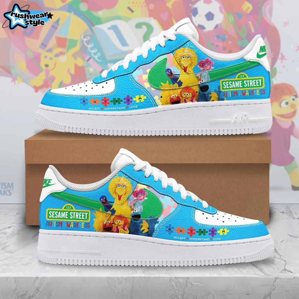 123 Sesame Street Autism Awareness Air Force 1 Sneaker 123 Sesame Street Autism Awareness Air Force 1 Sneaker