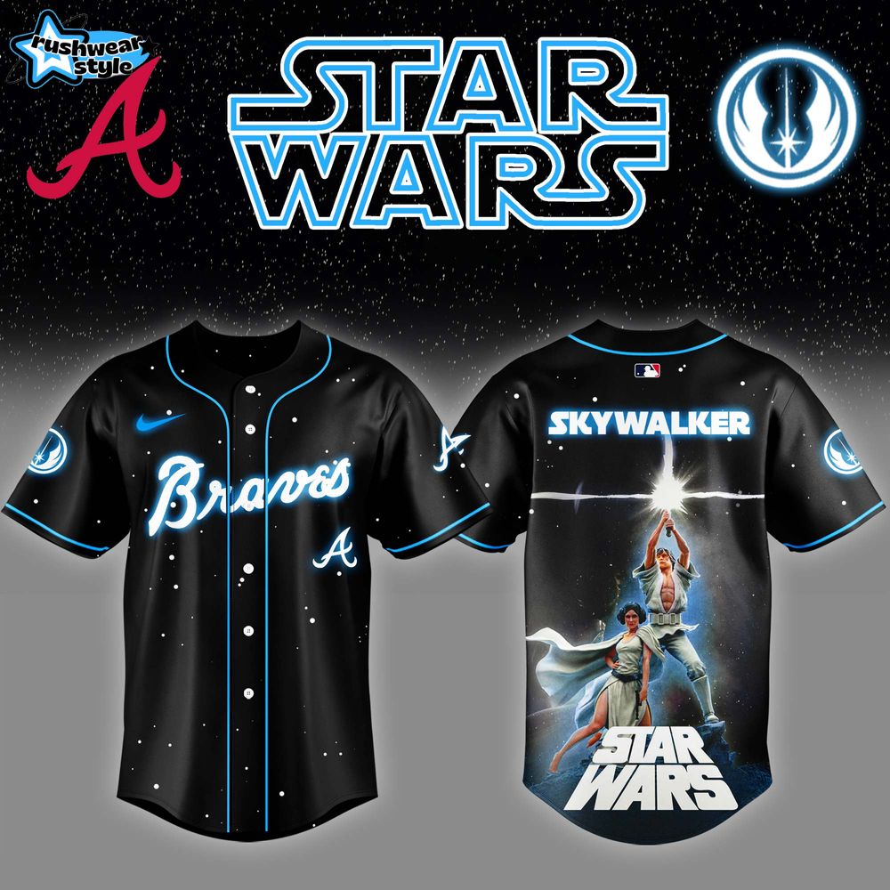 Atlanta Braves x Stars Wars Luke Skywalker Game Night Baseball Jersey Atlanta Braves x Stars Wars Luke Skywalker Game Night Baseball Jersey