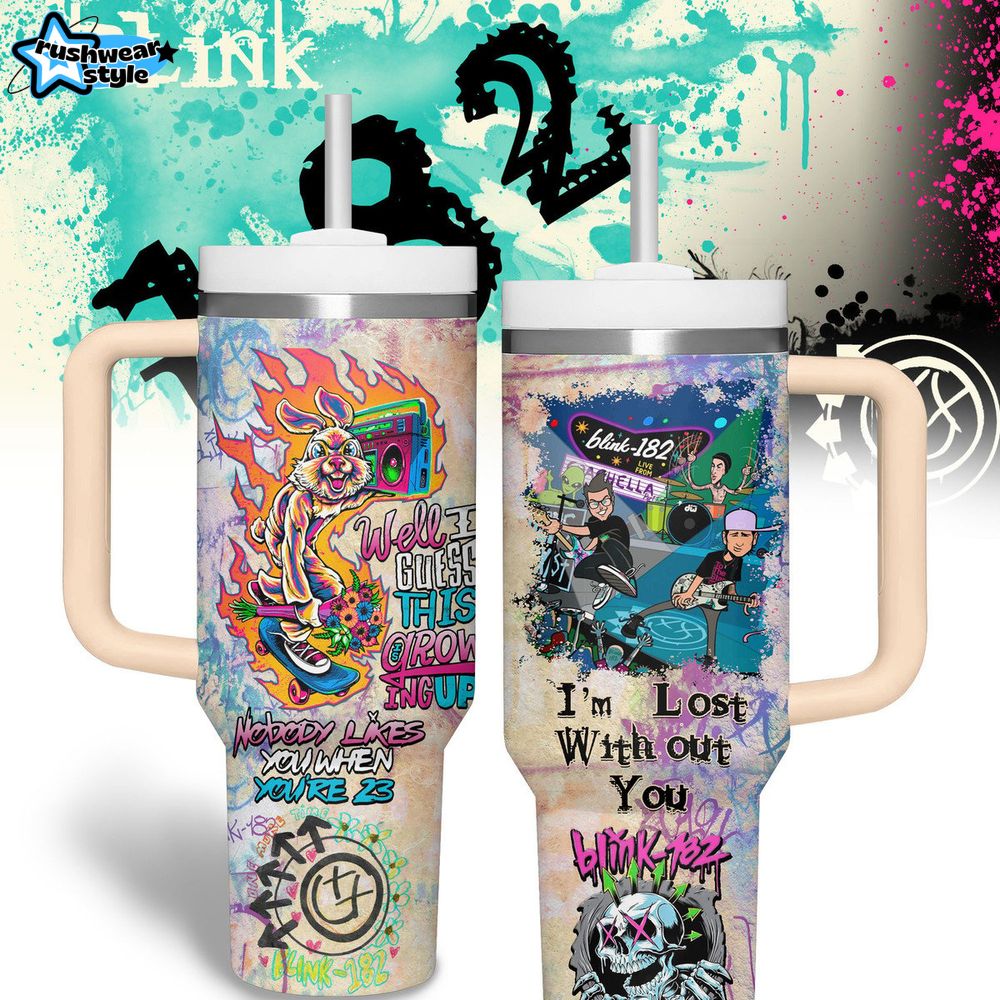 Blink-182 "I'm Lost Without You" Tumbler 40oz with Handle Blink-182 "I'm Lost Without You" Tumbler 40oz with Handle