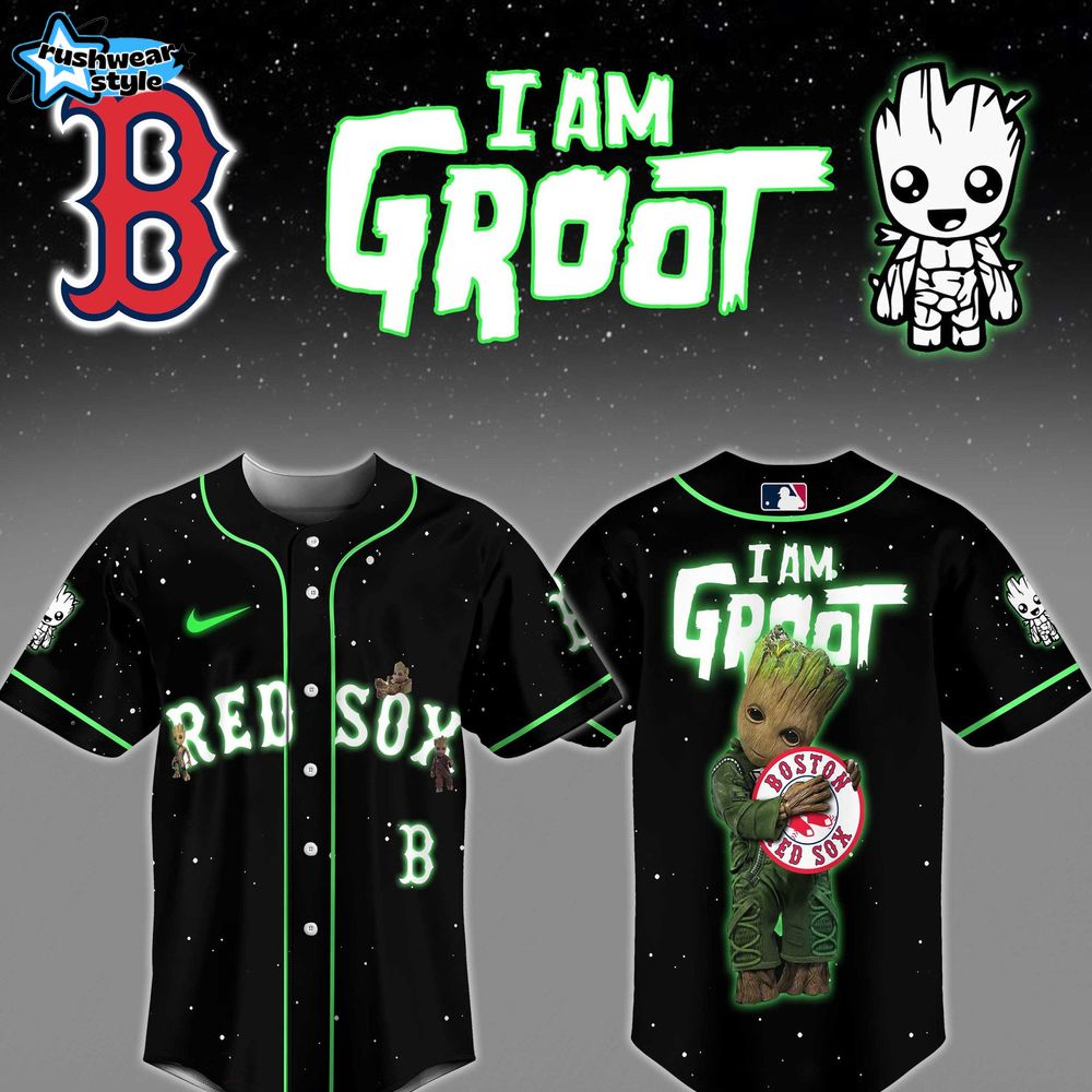 Boston Red Sox X I Am Groot Baseball Jersey Limited Edition Boston Red Sox X I Am Groot Baseball Jersey Limited Edition