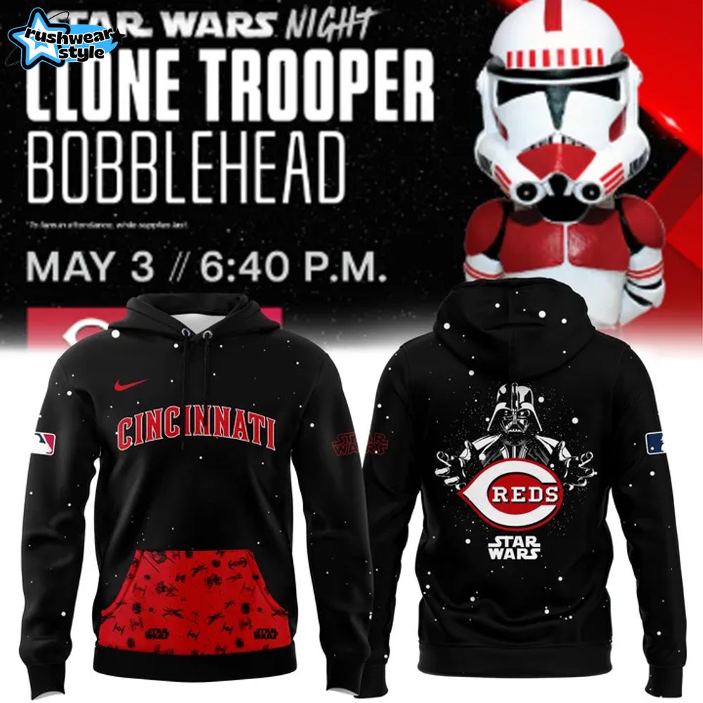 Cincinnati Reds x Star Wars Night Clone Trooper Bobblehead Hoodie Cincinnati Reds x Star Wars Night Clone Trooper Bobblehead Hoodie