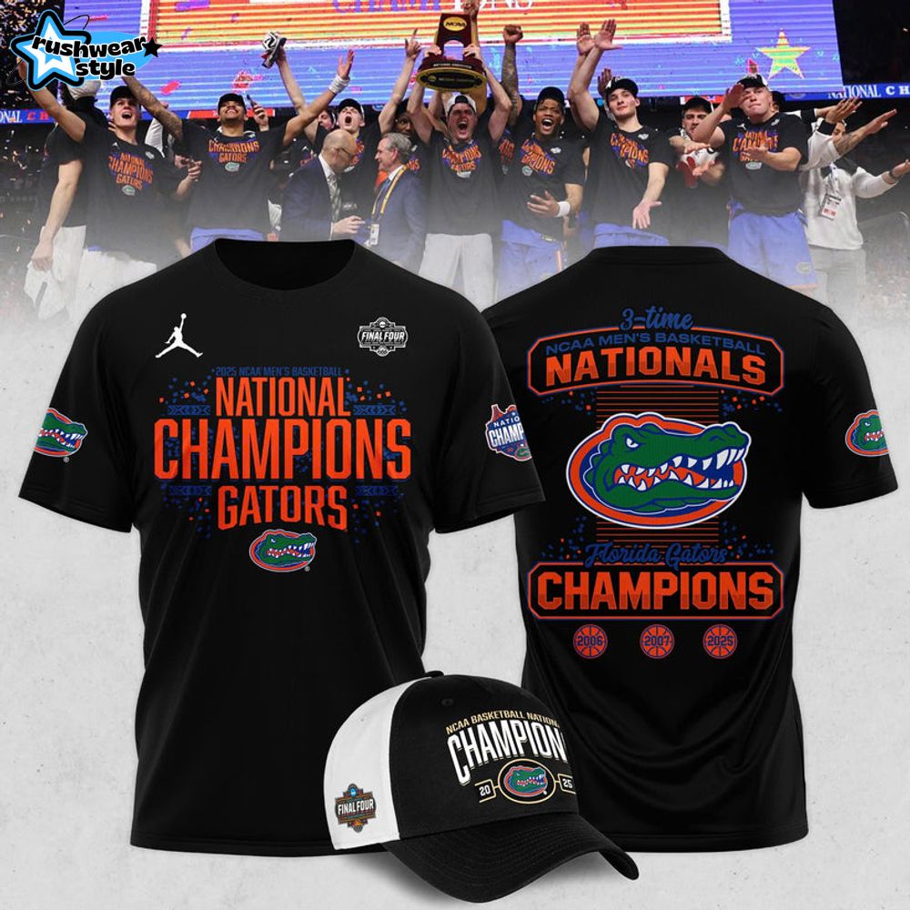 Florida Gators 2025 NCAA Men's Basketball National Champions Locker Room Combo Shirt Cap Florida Gators 2025 NCAA Men's Basketball National Champions Locker Room Combo Shirt Cap