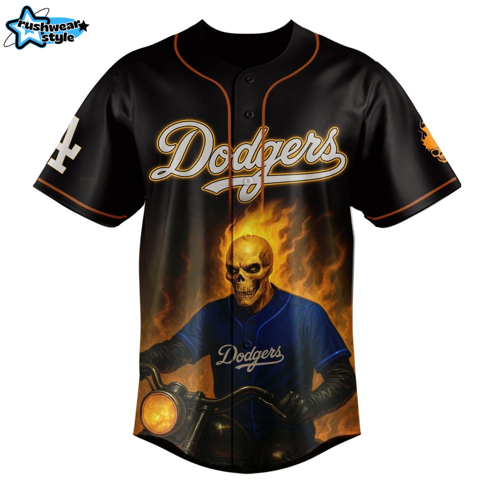 Los Angeles Dodgers x Ghost Rider Inferno Special Edition Baseball Jersey Los Angeles Dodgers x Ghost Rider Inferno Special Edition Baseball Jersey
