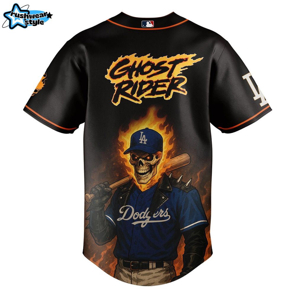 Los Angeles Dodgers x Ghost Rider Inferno Special Edition Baseball Jersey Los Angeles Dodgers x Ghost Rider Inferno Special Edition Baseball Jersey