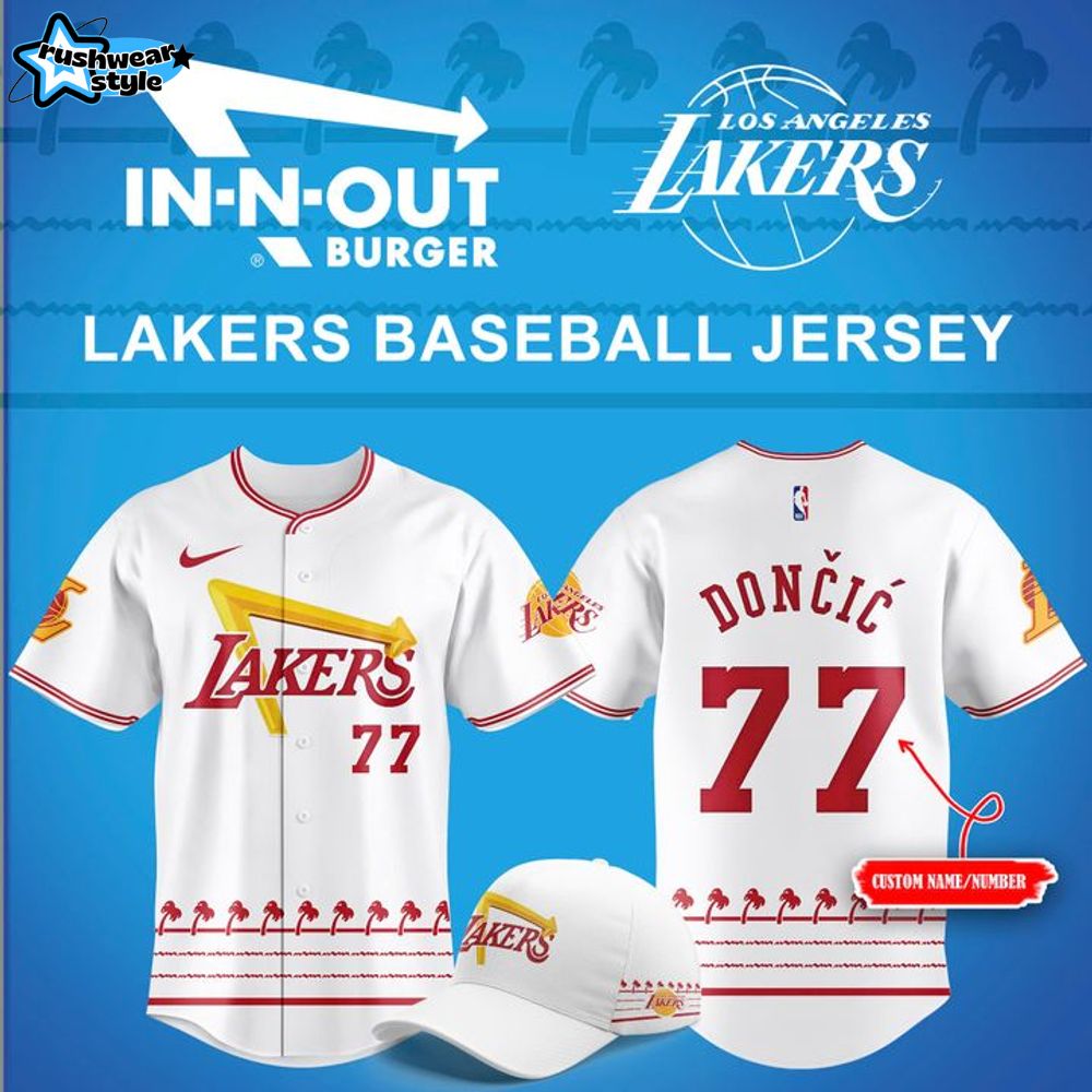 Los Angeles Lakers City Edition x In-N-Out Burger Special Baseball Jersey Los Angeles Lakers City Edition x In-N-Out Burger Special Baseball Jersey