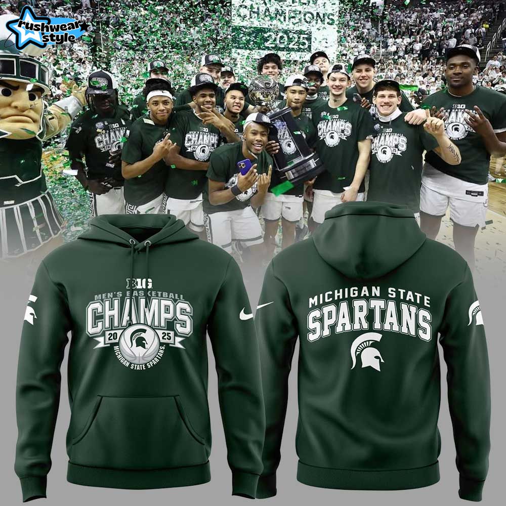 Michigan State Spartans Men's Basketball Big Ten Champs 2025 Hoodie Limited Edition Michigan State Spartans Men's Basketball Big Ten Champs 2025 Hoodie Limited Edition