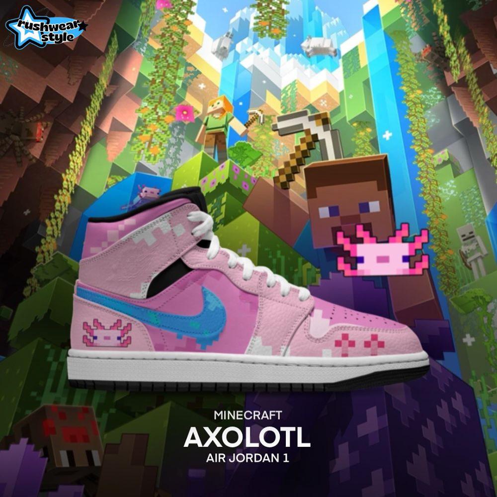 Minecraft X Axolotl Air Jordan 1 Sneaker Minecraft X Axolotl Air Jordan 1 Sneaker
