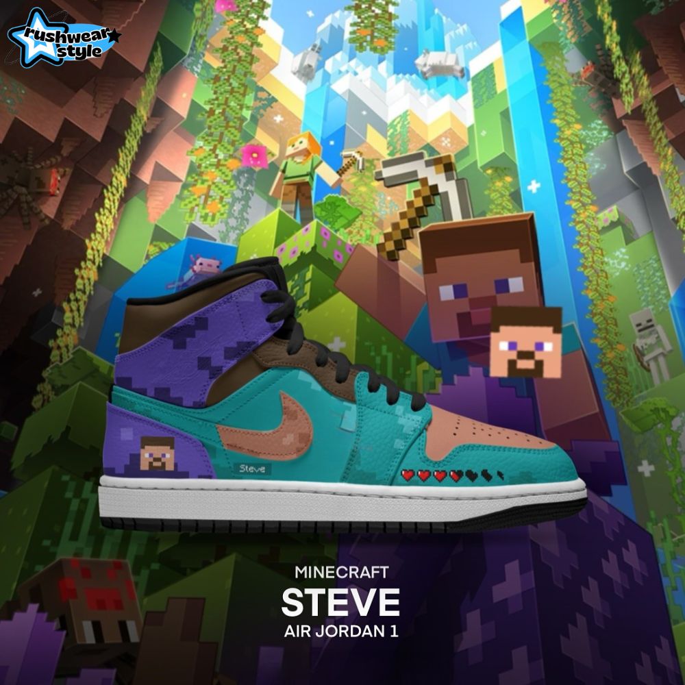 Minecraft X Steve Air Jordan 1 Sneaker Minecraft X Steve Air Jordan 1 Sneaker