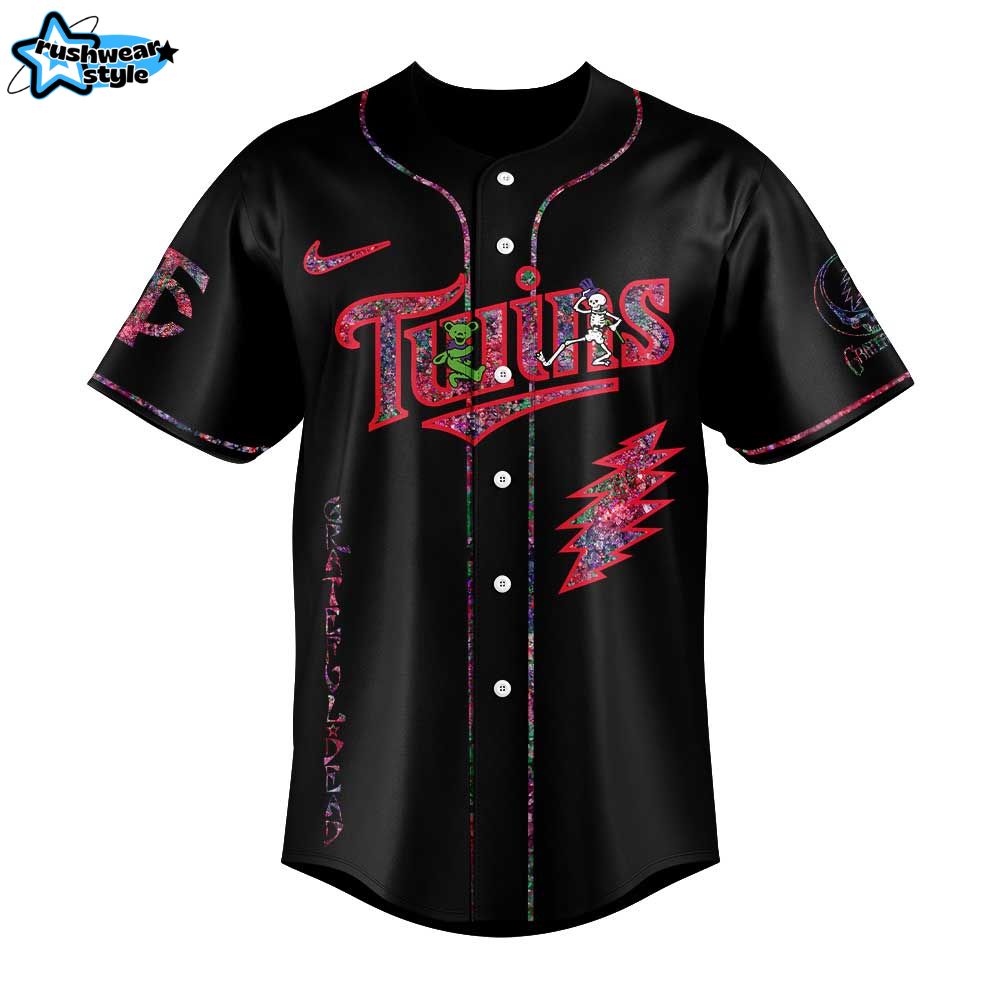Minnesota Twins Grateful Dead Night Black City Connect Baseball Jersey Minnesota Twins Grateful Dead Night Black City Connect Baseball Jersey