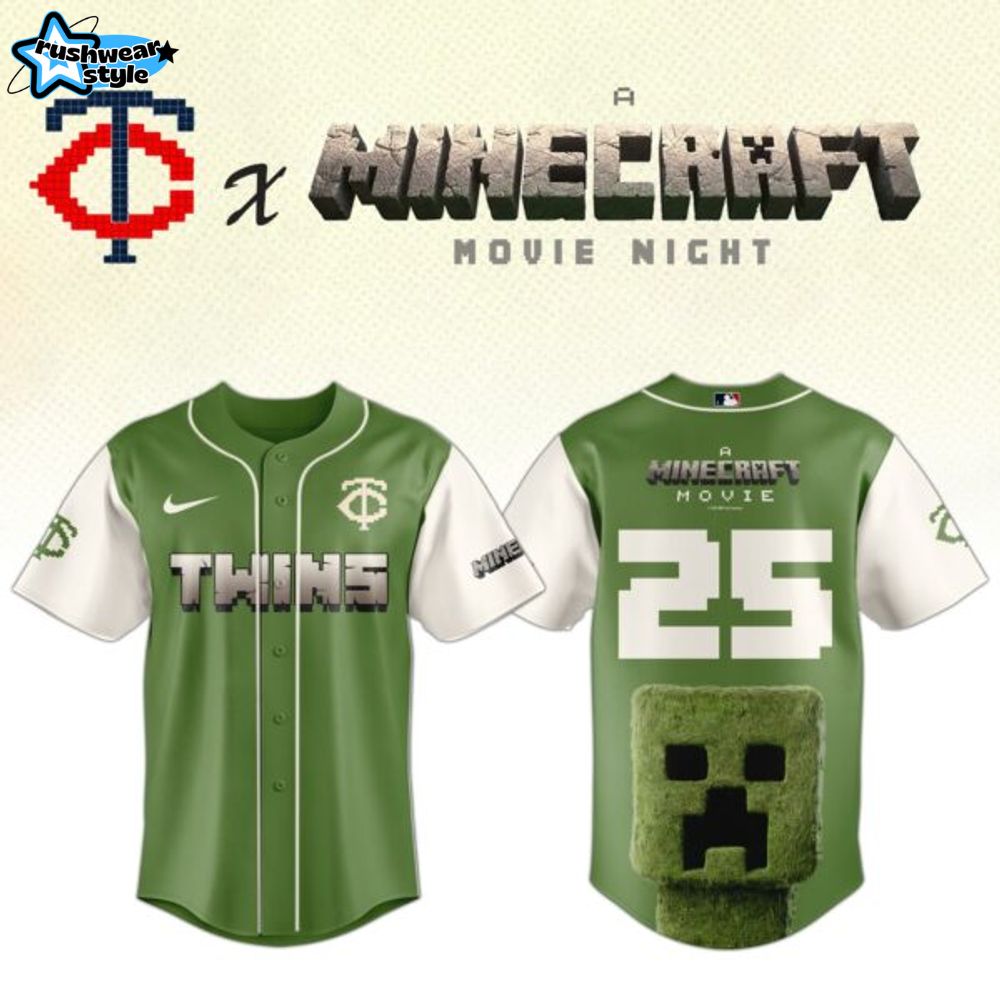 Minnesota Twins MLB x A MINECRAFT MOVIE Night Combo Jersey Hat Editions Limited Minnesota Twins MLB x A MINECRAFT MOVIE Night Combo Jersey Hat Editions Limited