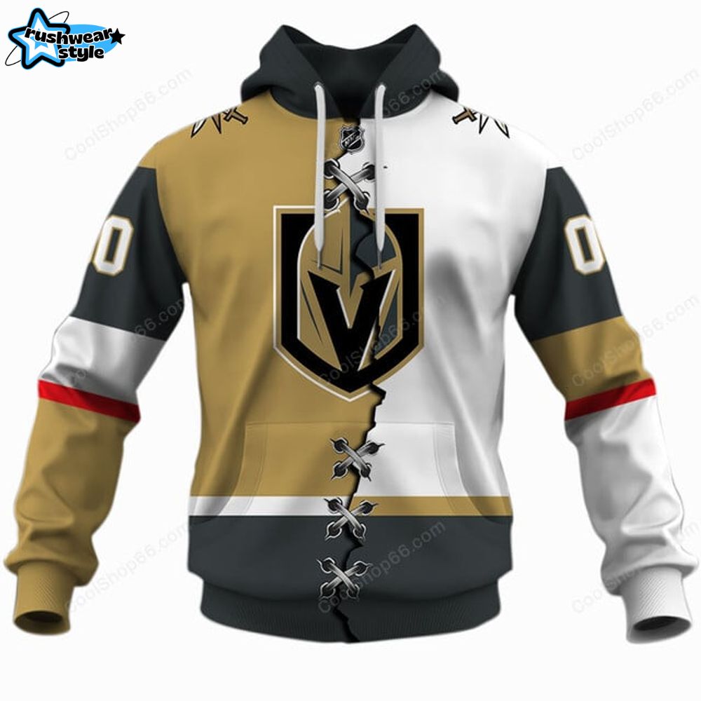 NHL Vegas Golden Knights Mix Jersey Style Hoodie NHL Vegas Golden Knights Mix Jersey Style Hoodie