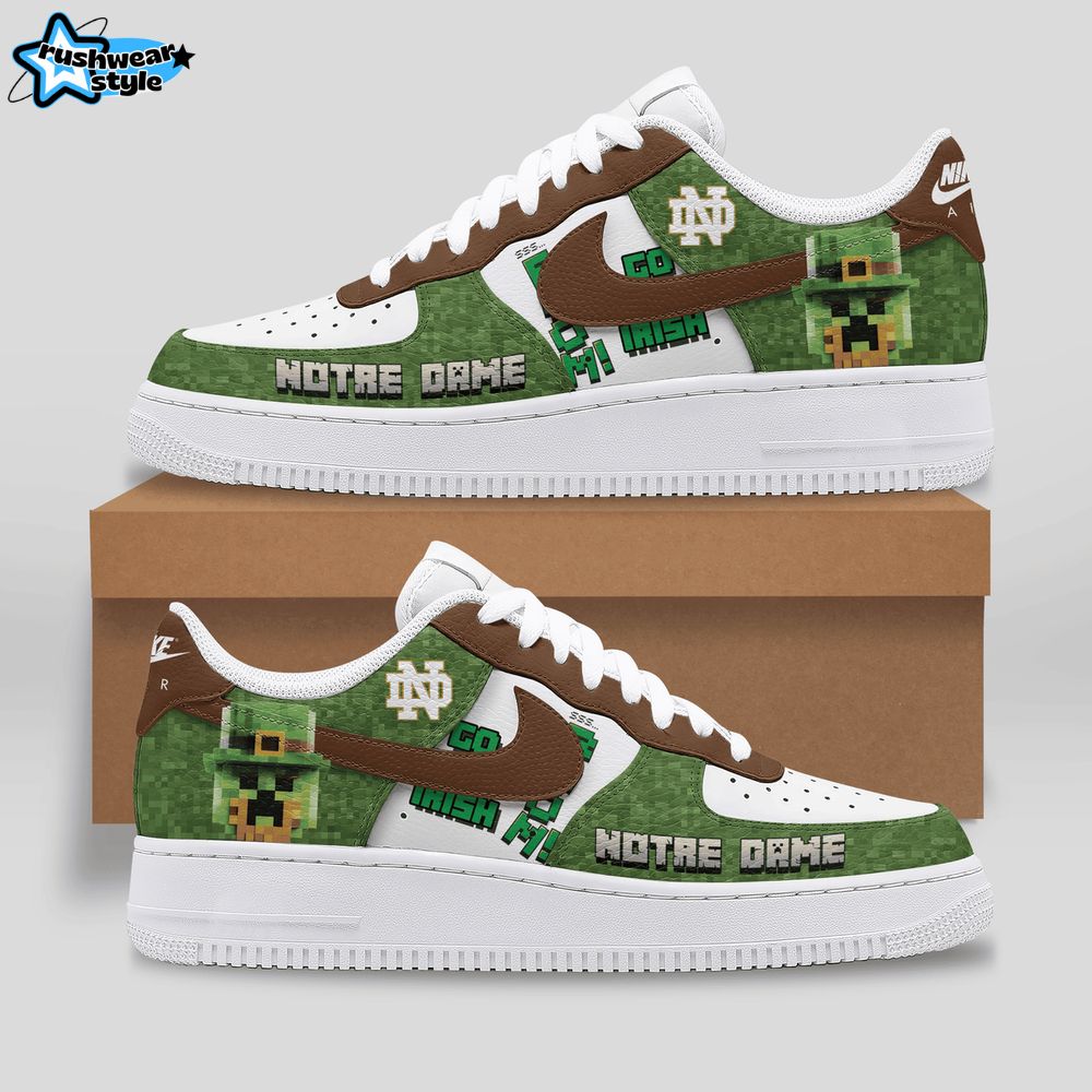 Notre Dame Fighting Irish x Minecraft "Go Irish" Air Force 1 Sneaker Limited Edition Notre Dame Fighting Irish x Minecraft "Go Irish" Air Force 1 Sneaker Limited Edition