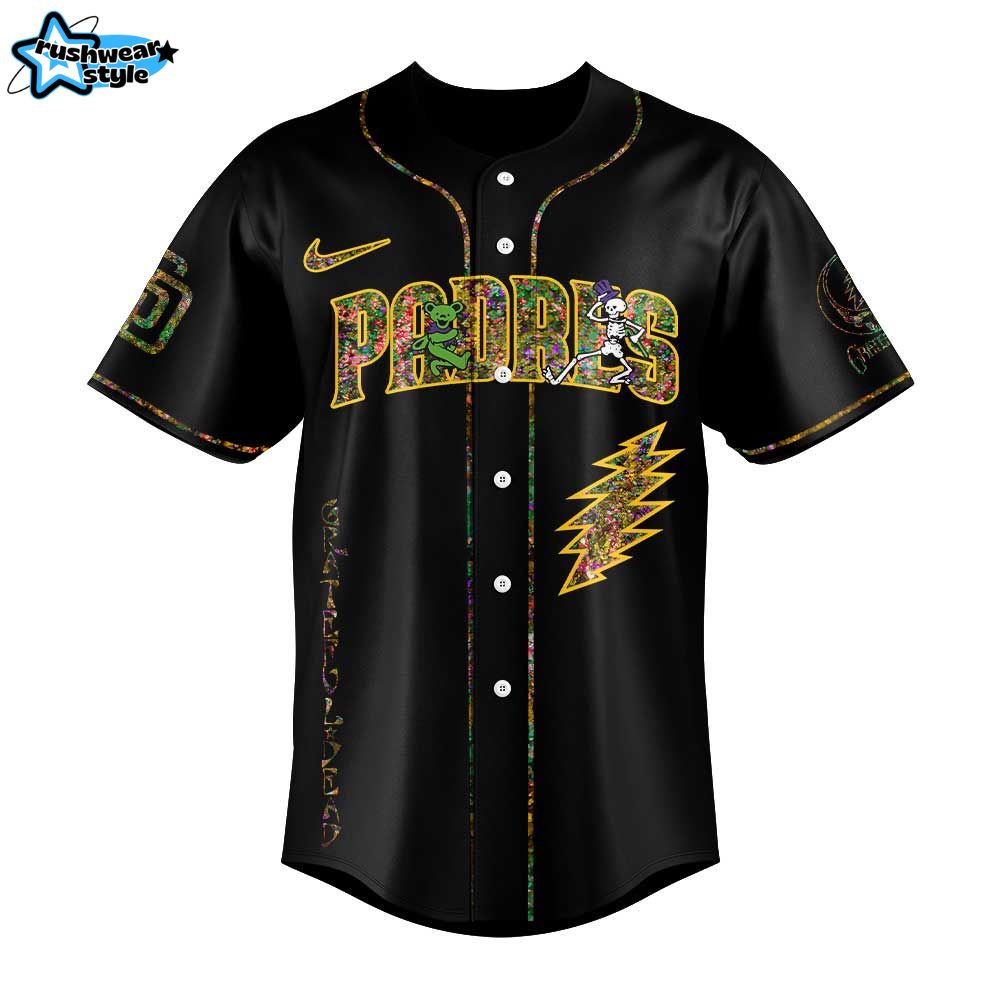 San Diego Padres Grateful Dead Night New Black Baseball Jersey San Diego Padres Grateful Dead Night New Black Baseball Jersey